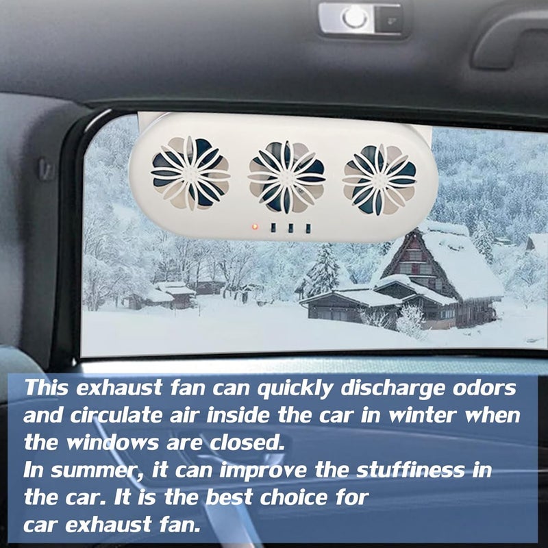 EOHMAK Car Solar Powered Exhaust Fan with Three Air Outlet (White) - Image 3